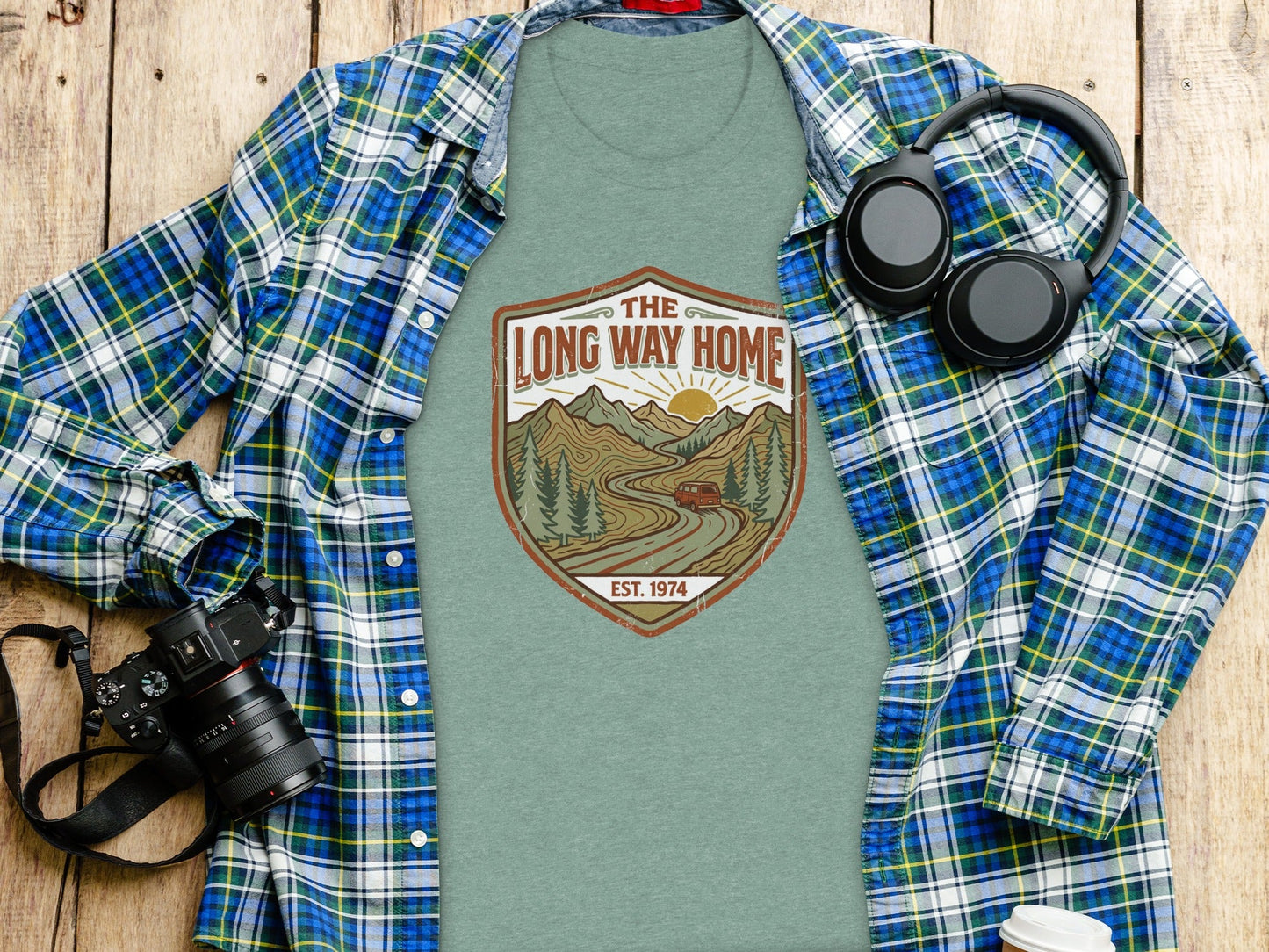 Rugged The Long Way Home - Vintage Adventure Wilderness Shirt
