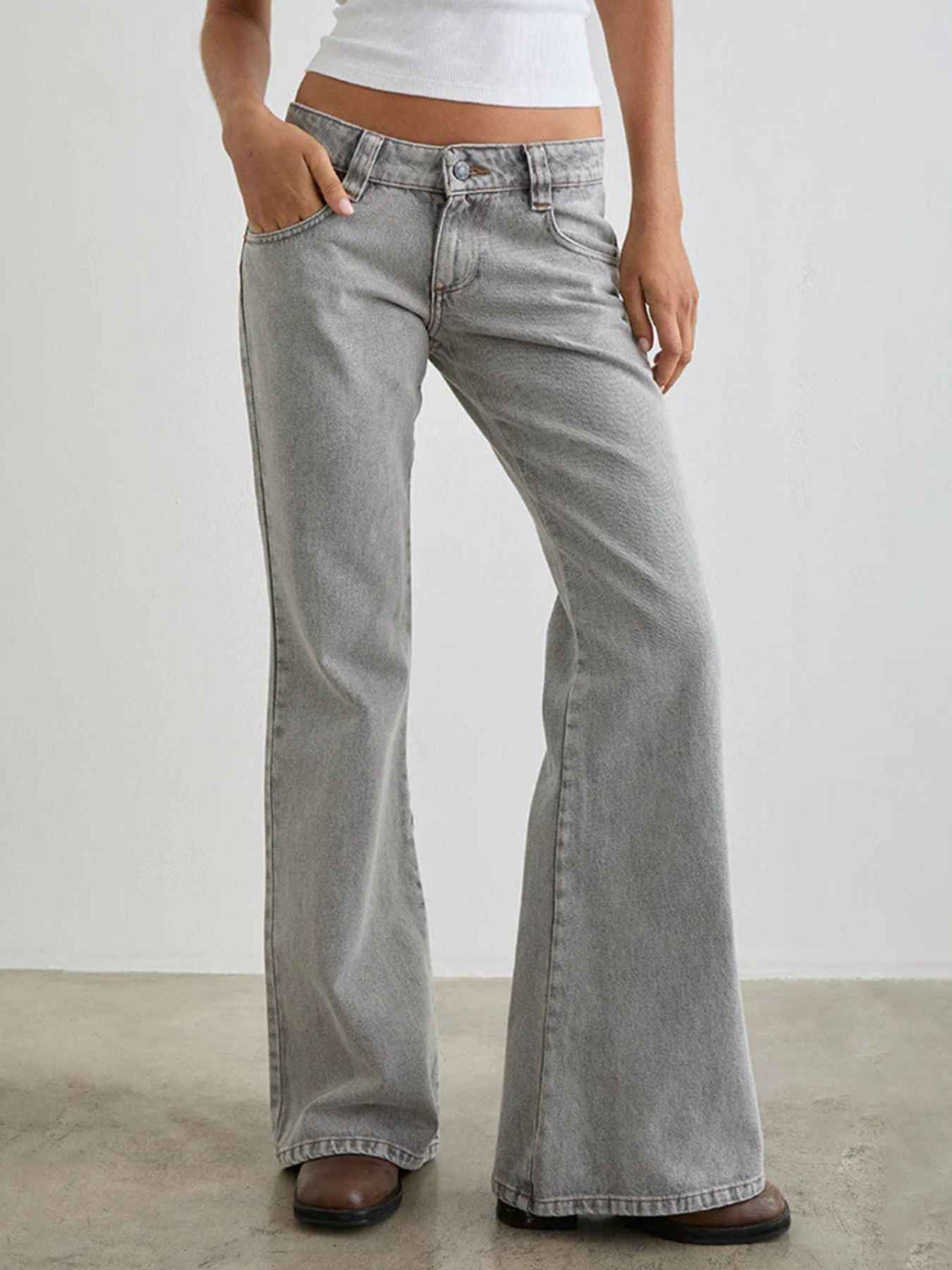 Low Rise Flare Leg Jeans