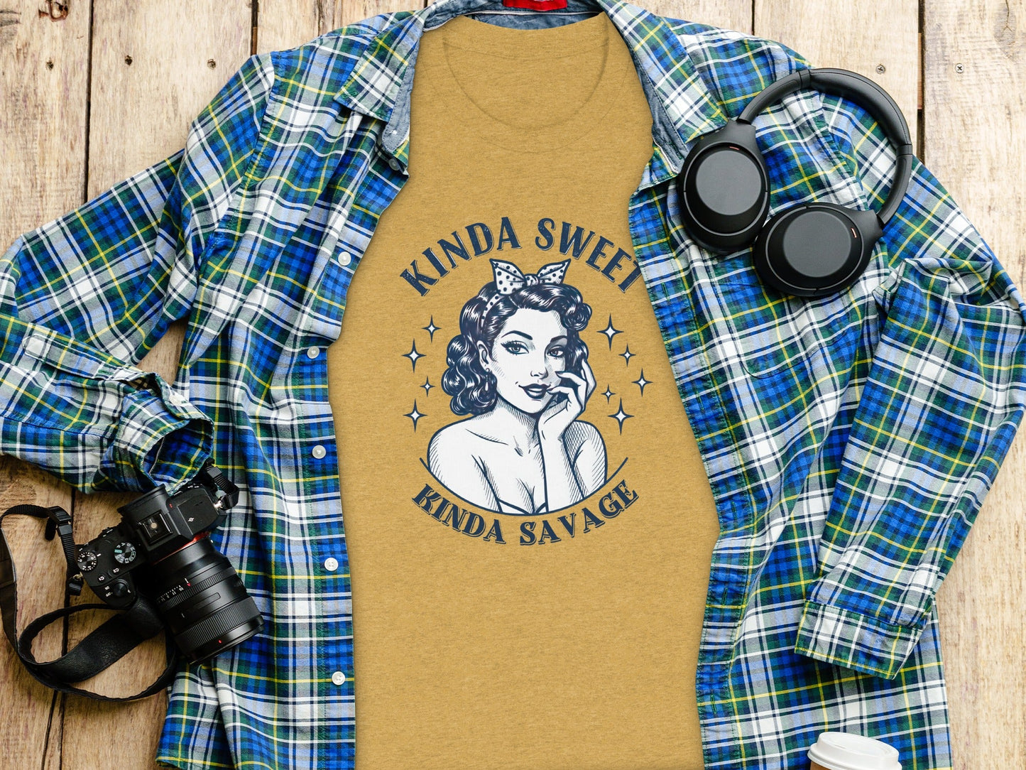 Kinda Sweet Kinda Savage Pinup Girl Stylish Design T-Shirt