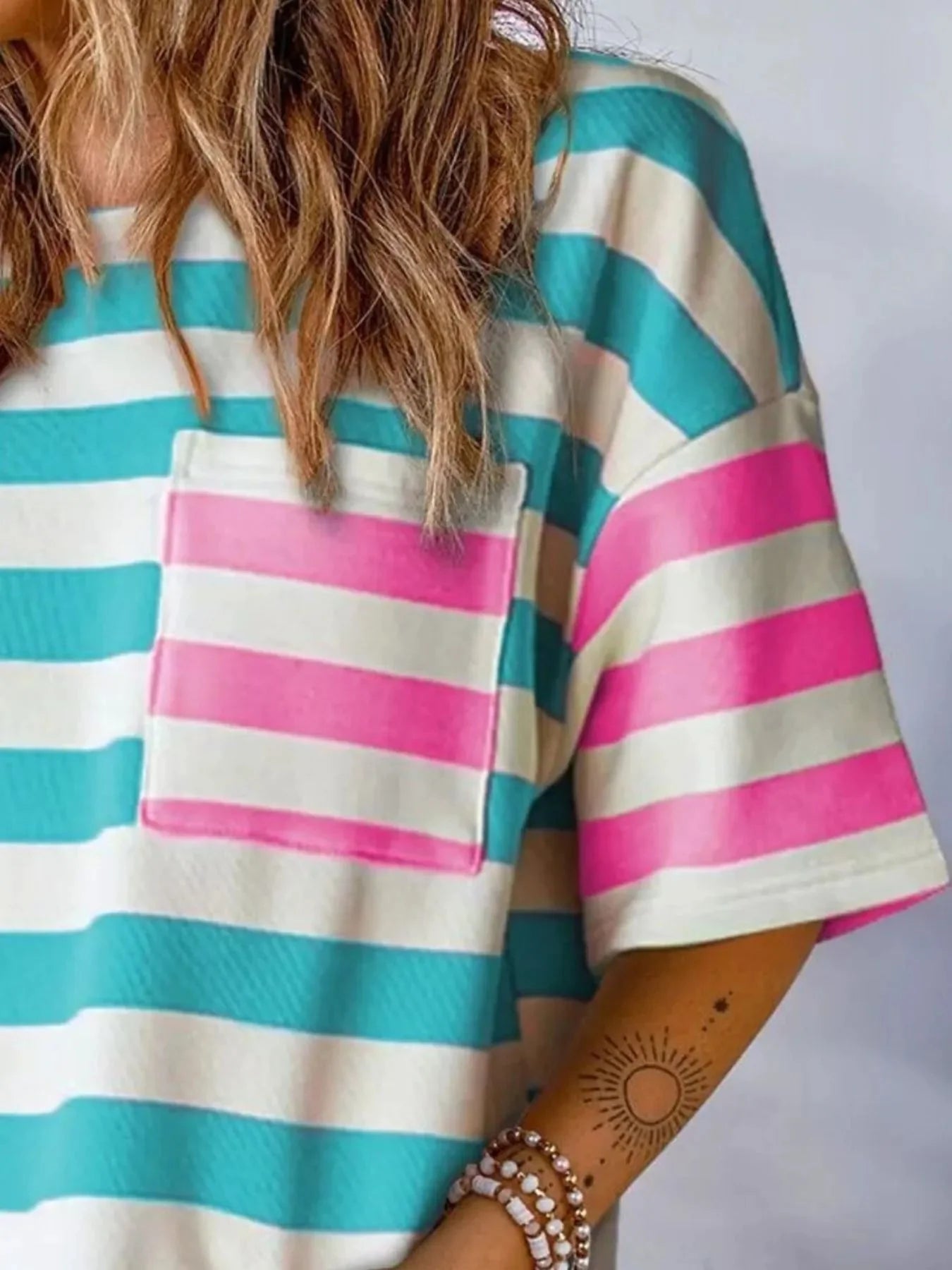 Striped Short Sleeve Oversized Womens T Shirt