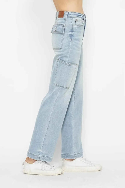 High Waist Straight Cargo Jeans