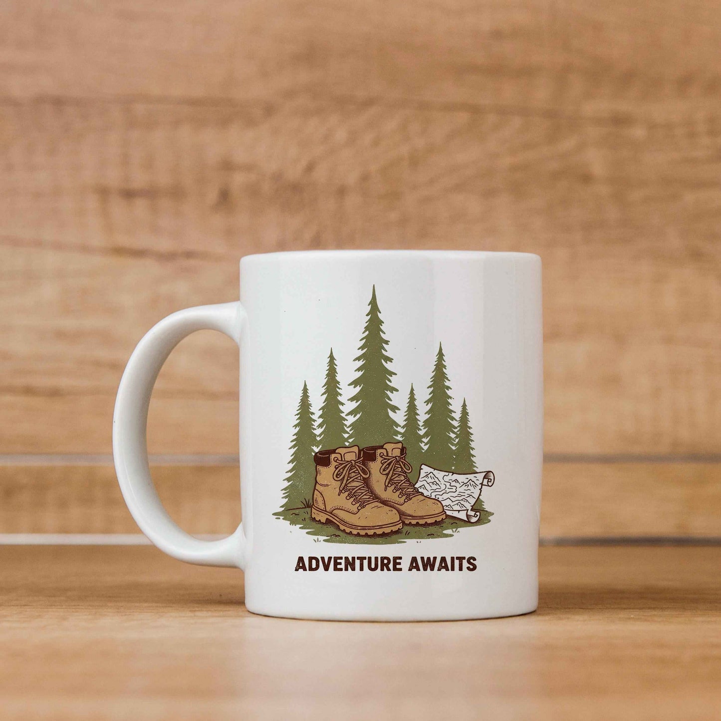 Adventure Mug – Rustic Hiking Coffee Cup | Camping Ceramic Mug, Outdoor Lover Gift