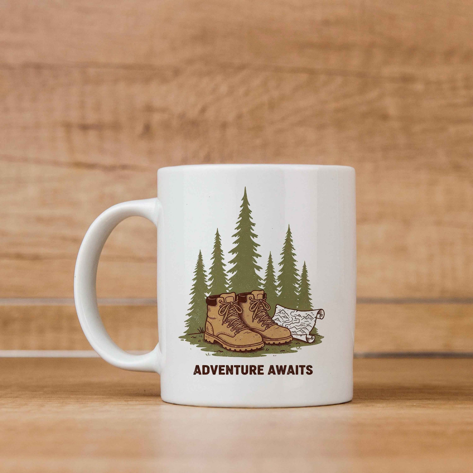 Adventure Mug – Rustic Hiking Coffee Cup | Camping Ceramic Mug, Outdoor Lover Gift