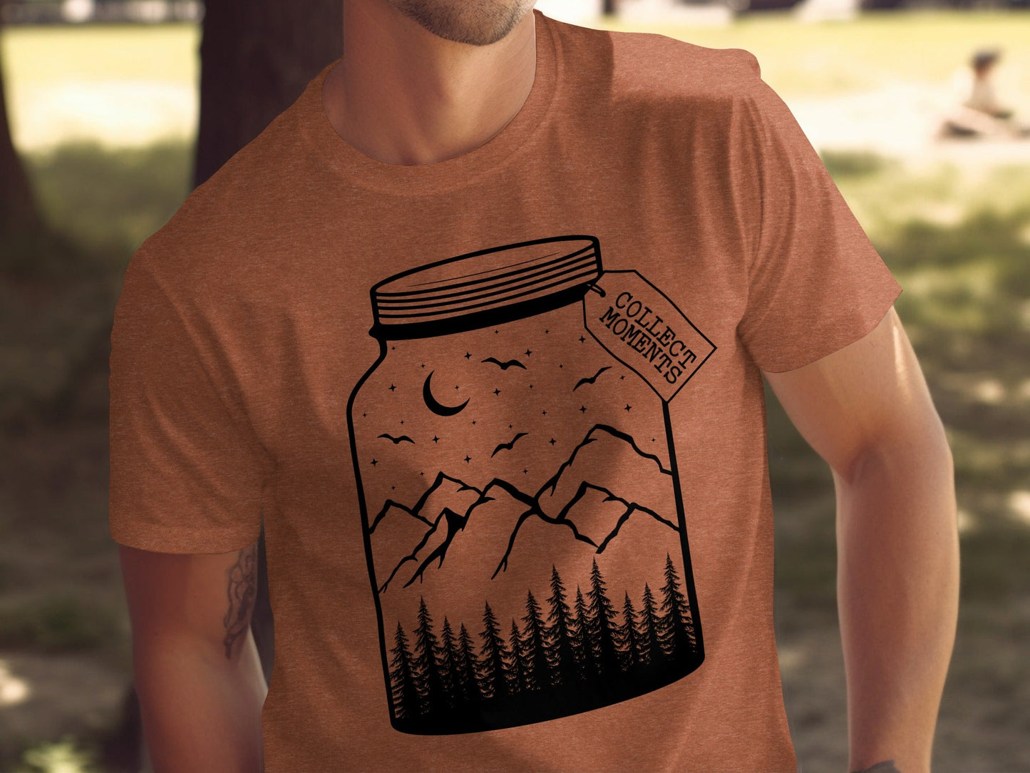Collect Moments Jar with Mountains Scene Design T-Shirt