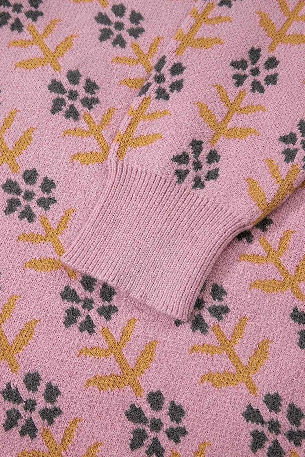 Floral Button-Up Knit Cardigan
