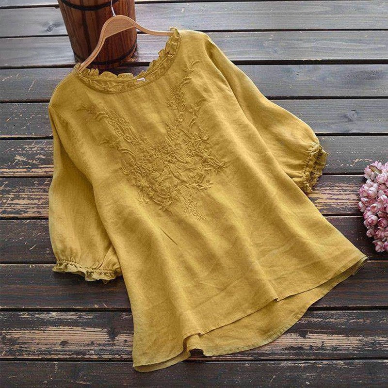 Breathable Thin Oversized Plus Size Loose Embroidered T-Shirt