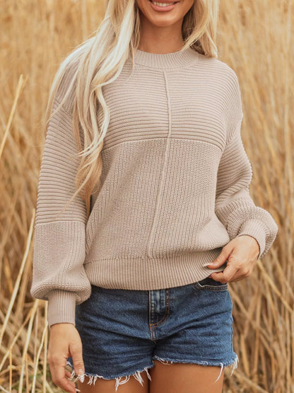 Delaney Texture Knitted Dropped Shoulder Sweater