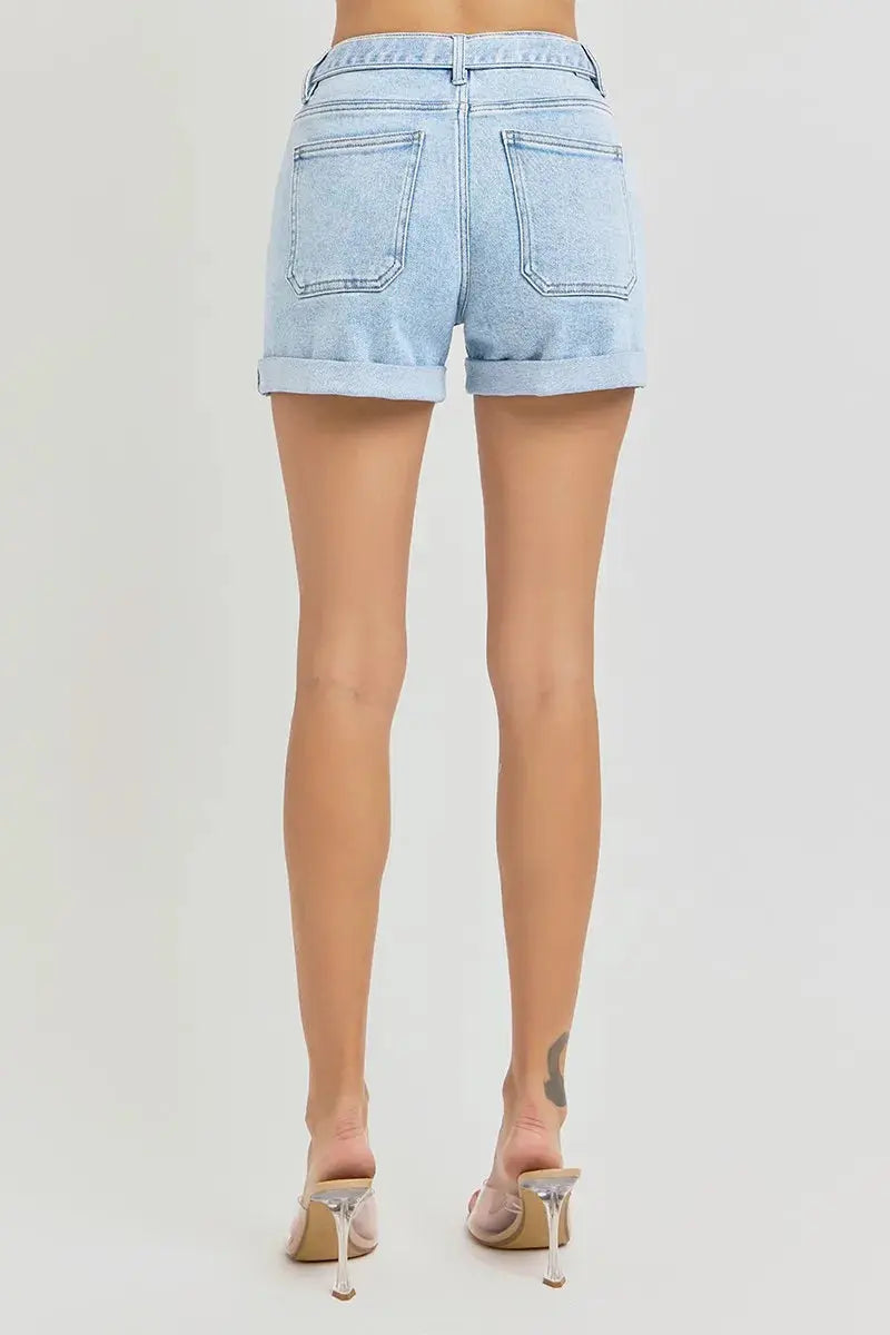 Full Size/Plus Size High Rise Belted Roll Up Shorts by RISEN Jeans