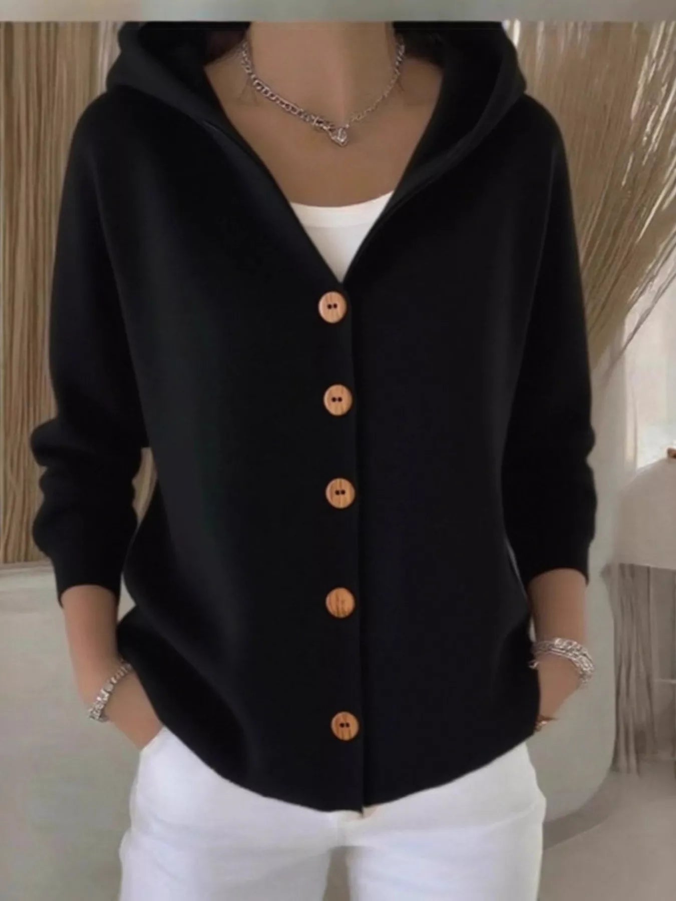 Full Size Button Up Long Sleeve Cardigan Plus Size