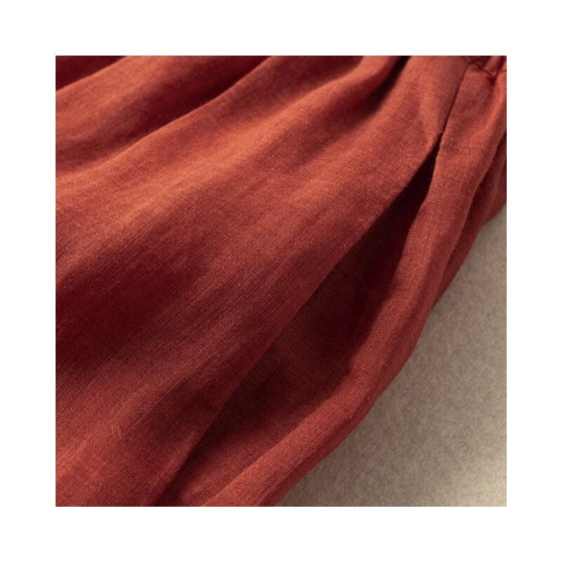 Breathable High-Waisted Linen and Cotton Cropped Pants