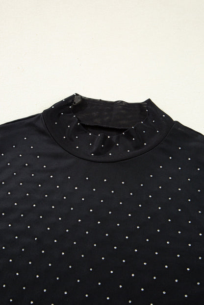 Anastasia Rhinestone Embellished Mesh Long Sleeve Top