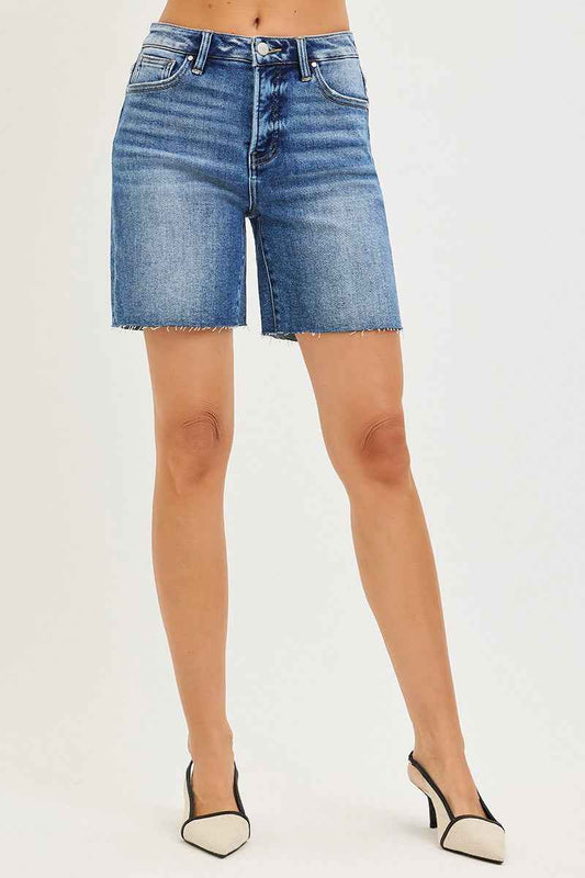 RISEN Tummy Control High Rise Raw Cut Hem Jhorts