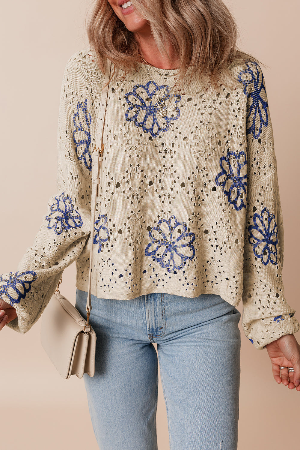 Harper Eyelet Drop Shoulder Sweater
