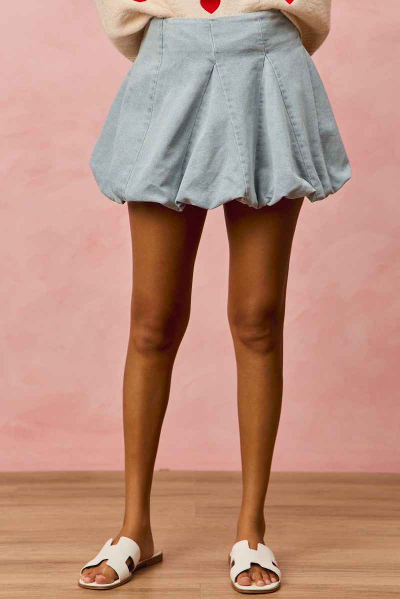SO ME Denim Bubble Mini Skirt