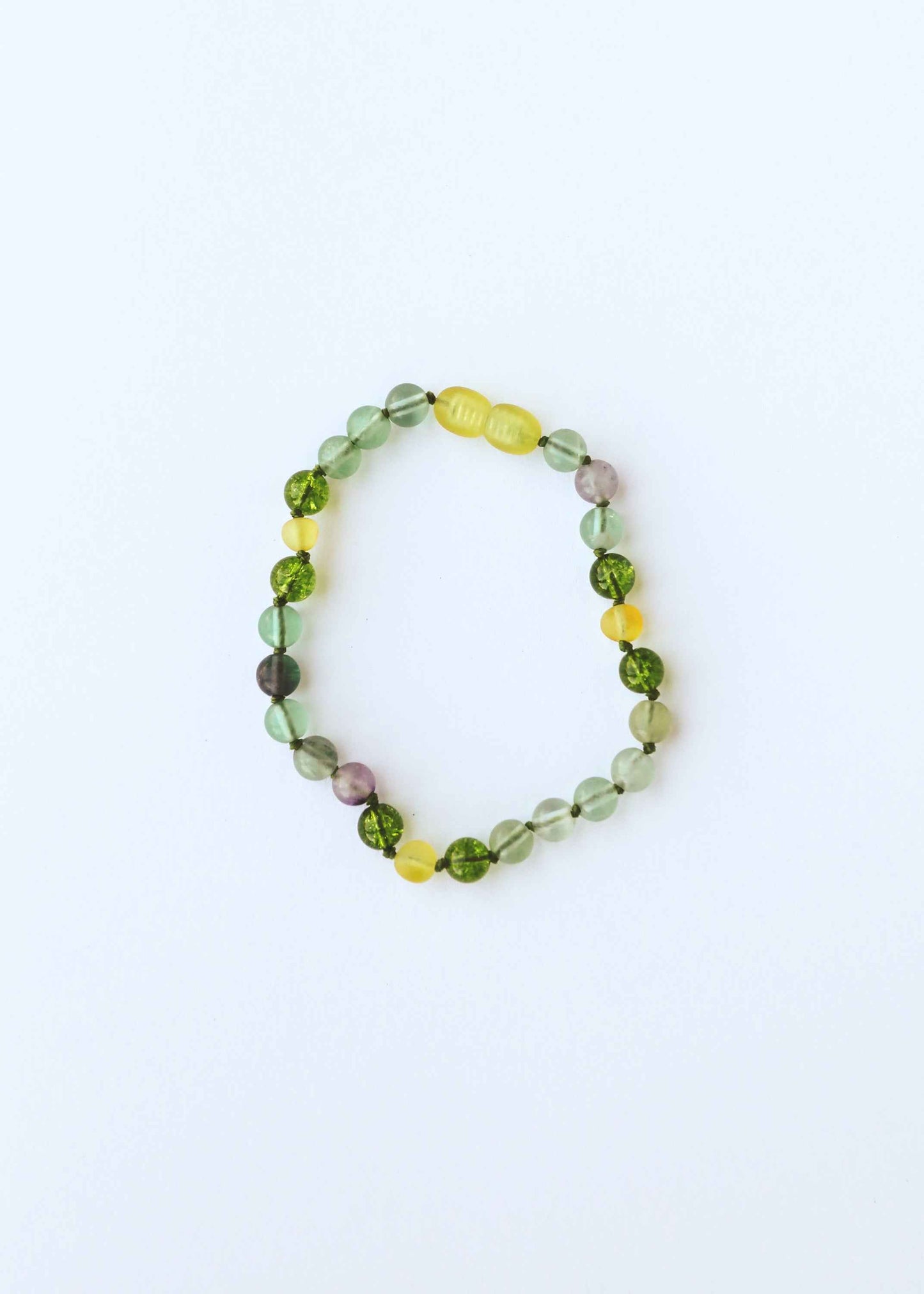 Raw Baltic Sea Amber + Fluorite + Peridot || Gemstone Anklet or Bracelet