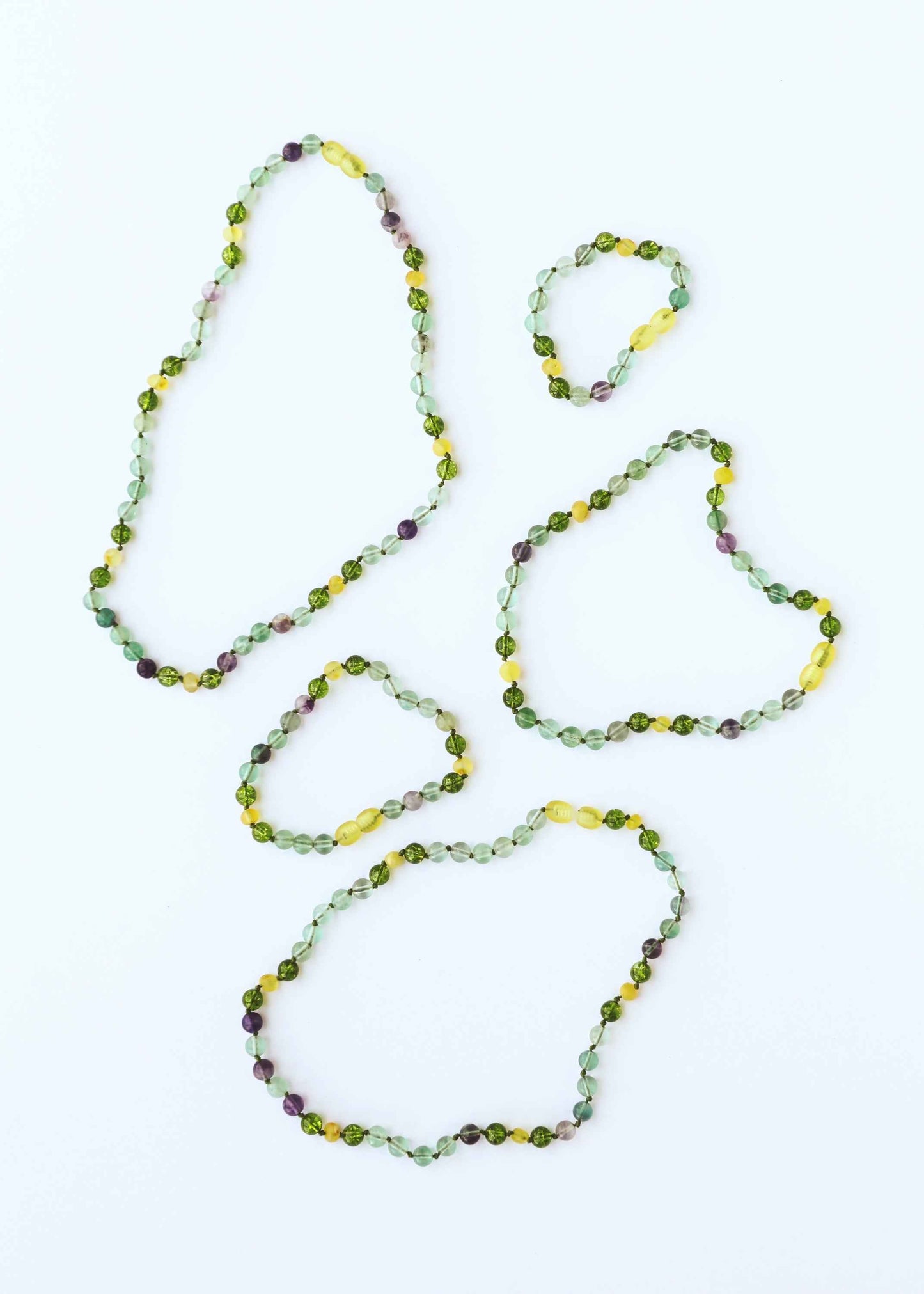 Raw Baltic Sea Amber + Fluorite + Peridot || Gemstone Necklace