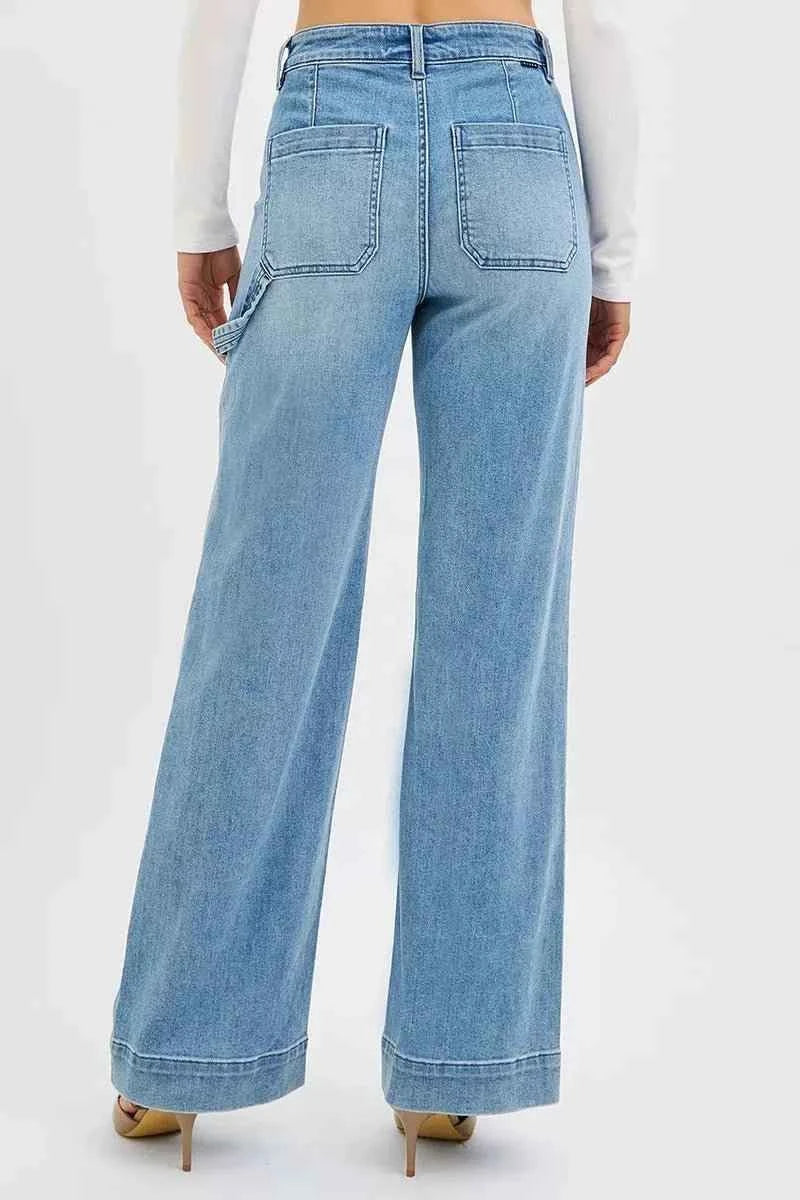 Full Size High Rise Straight Leg Jeans with Front Pockets Plus Size by Risen