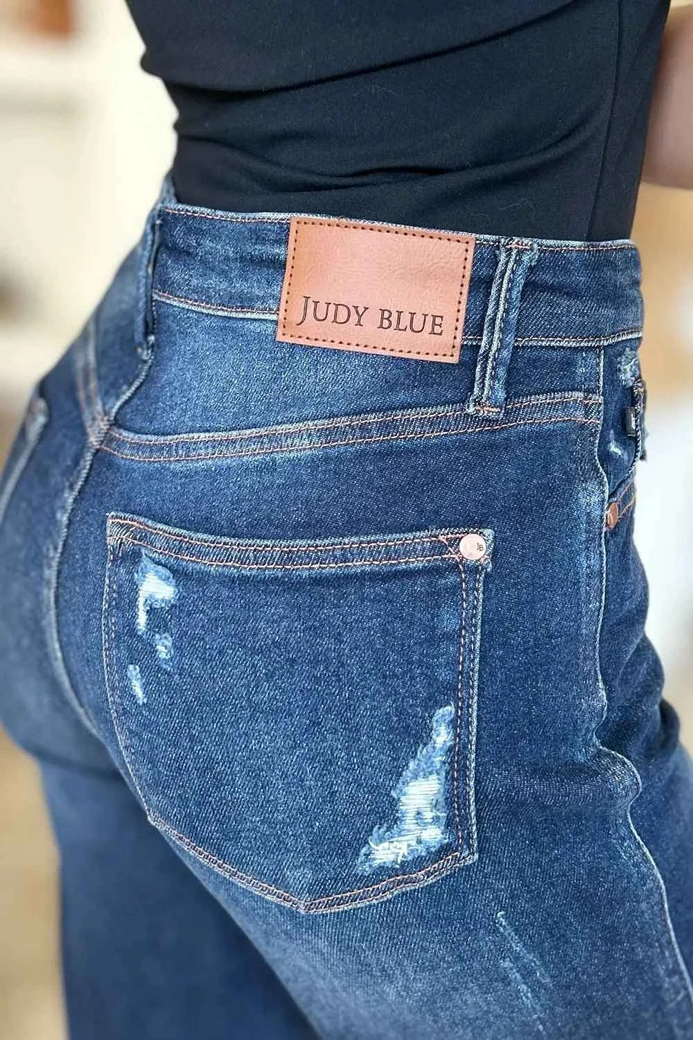 Full Size High Waist Rigid Magic Heavy Destroy Straight Jeans