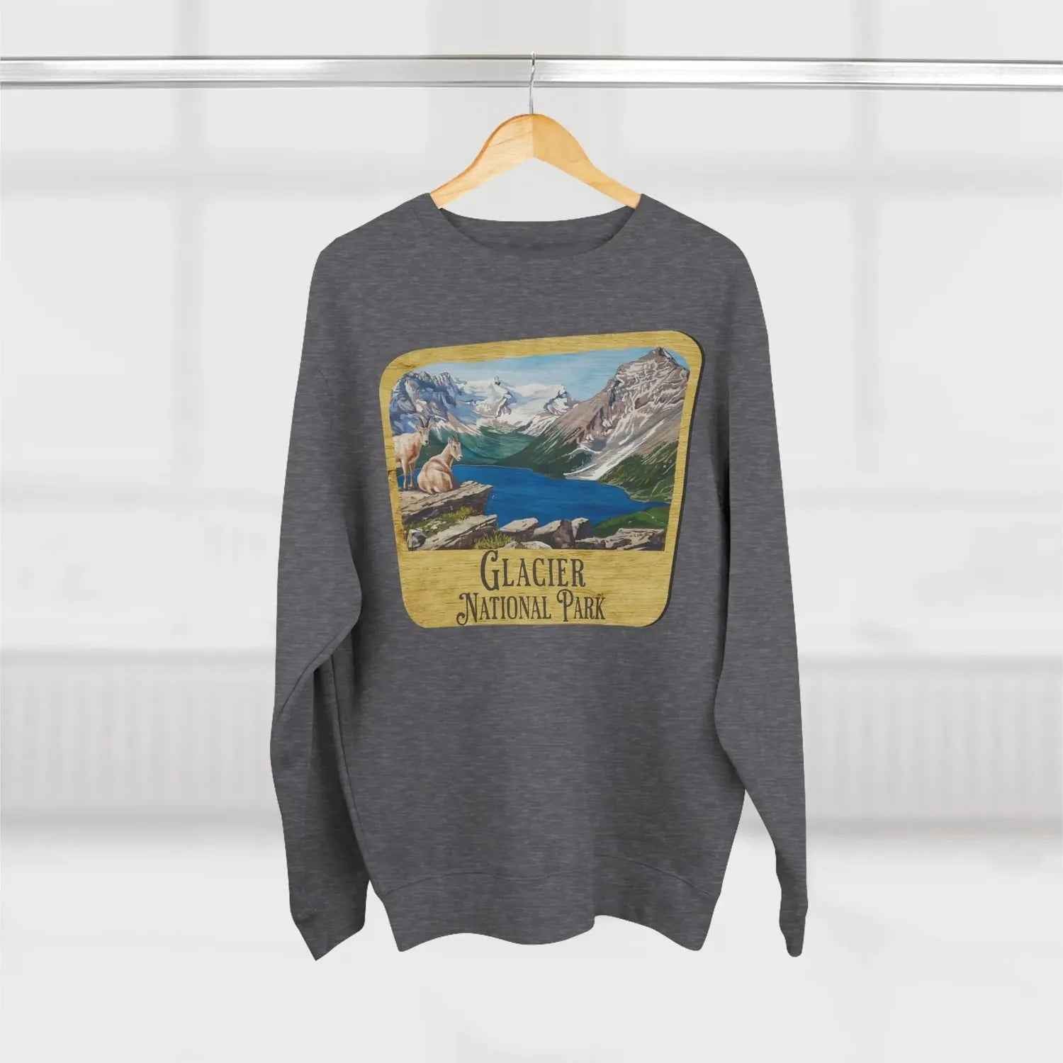 Glacier National Park Crewneck Sweatshirt Wood Sign