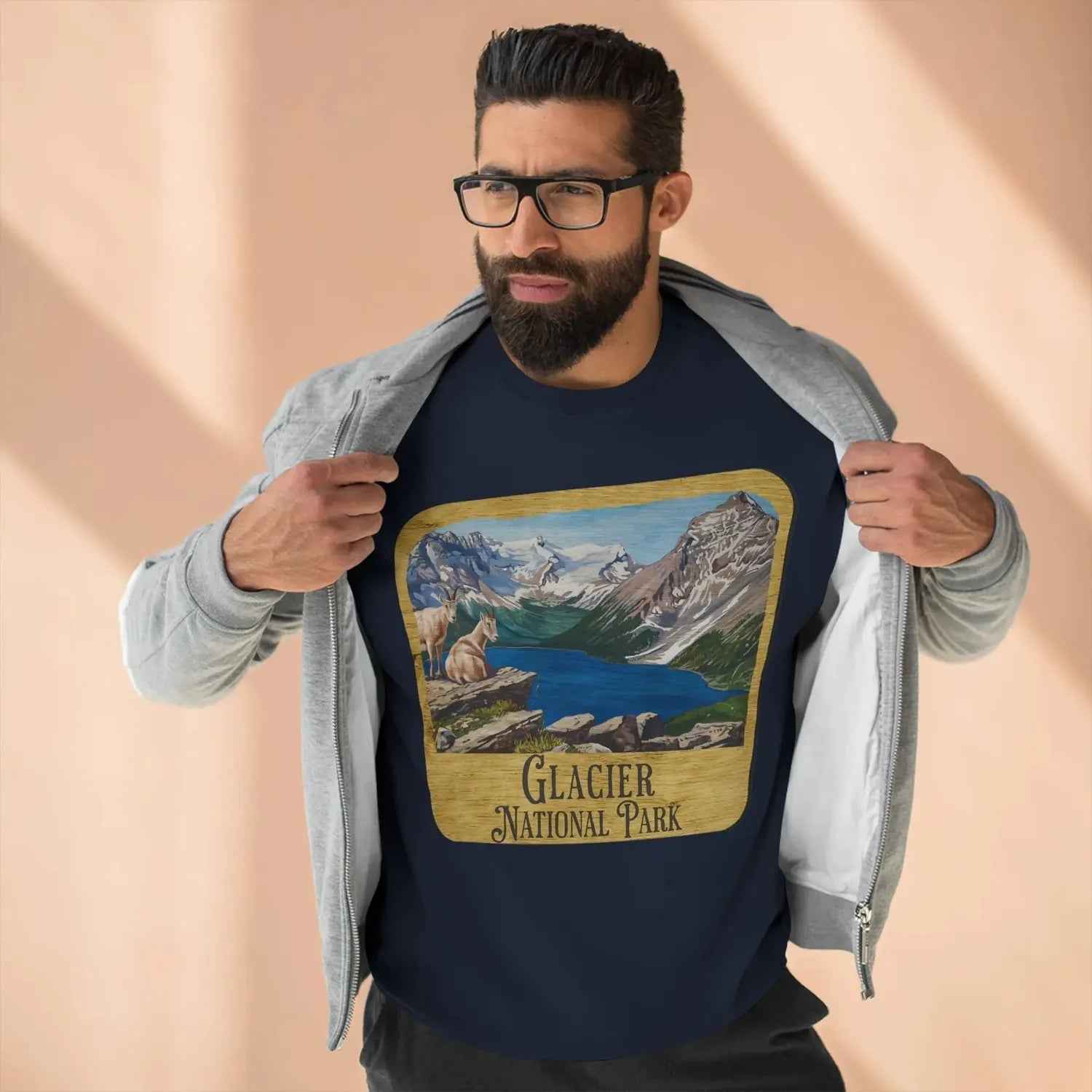 Glacier National Park Crewneck Sweatshirt Wood Sign