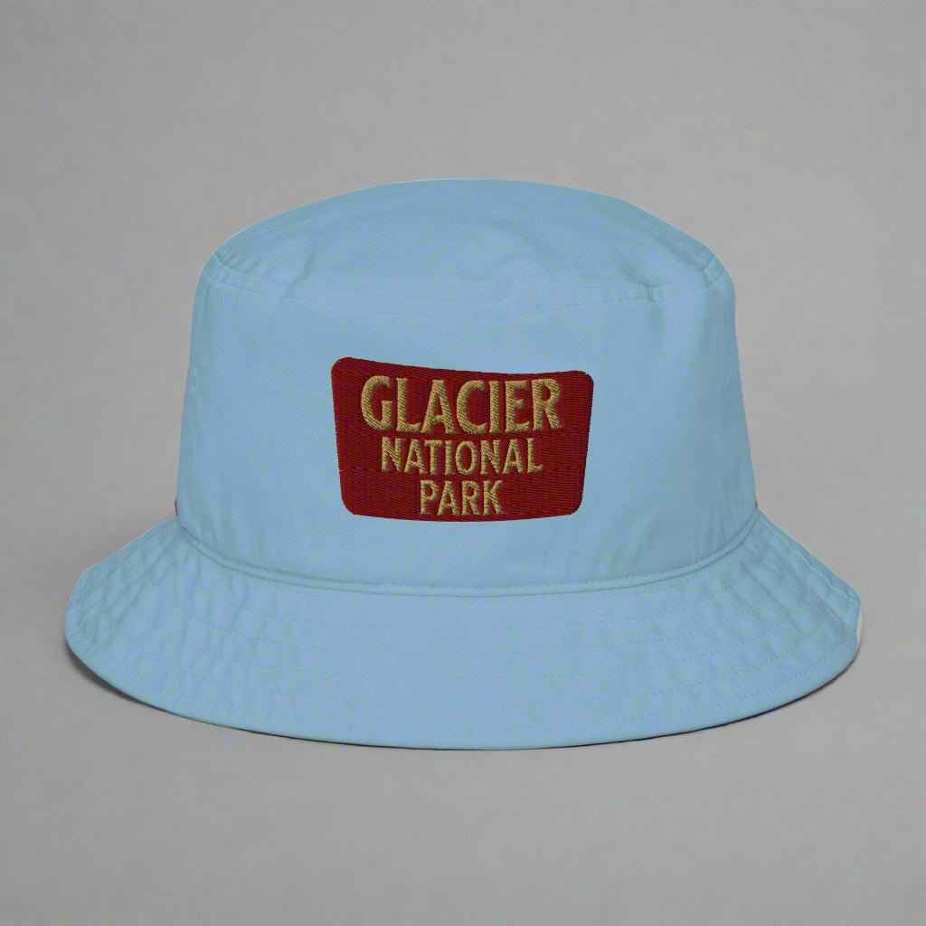 Glacier National Park Sign Organic Embroidered Bucket Hat