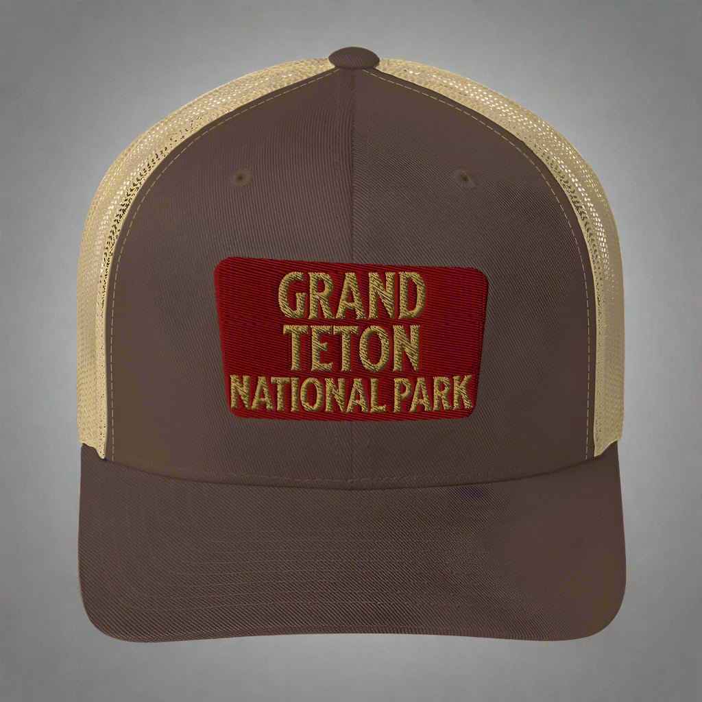 Grand Teton National Park Sign Embroidered Trucker Hat