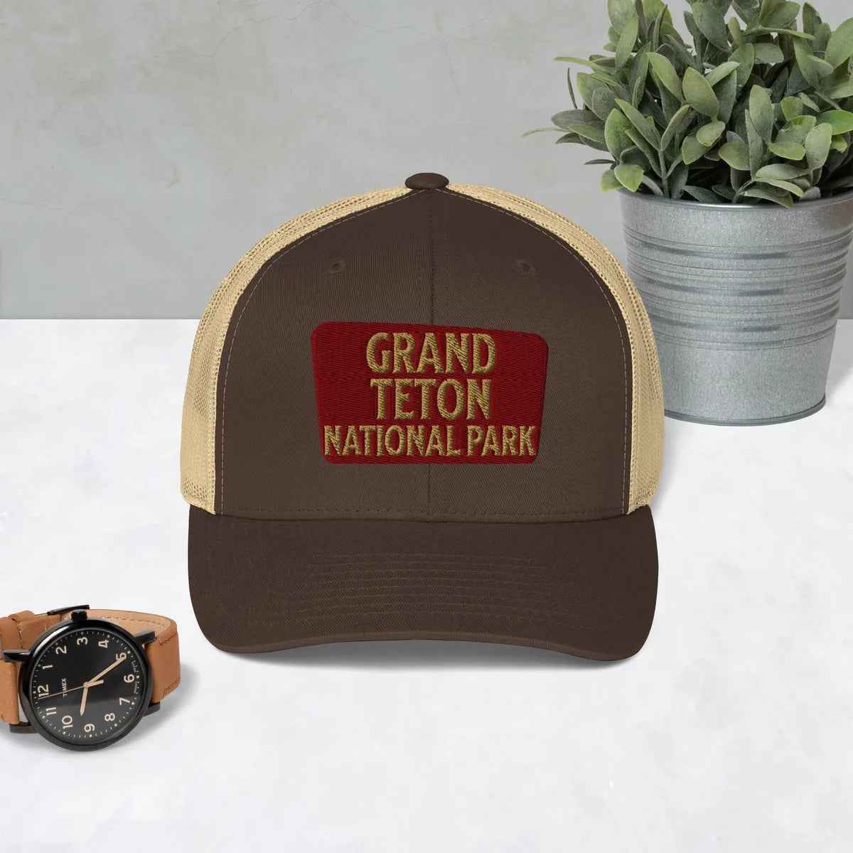 Grand Teton National Park Sign Embroidered Trucker Hat