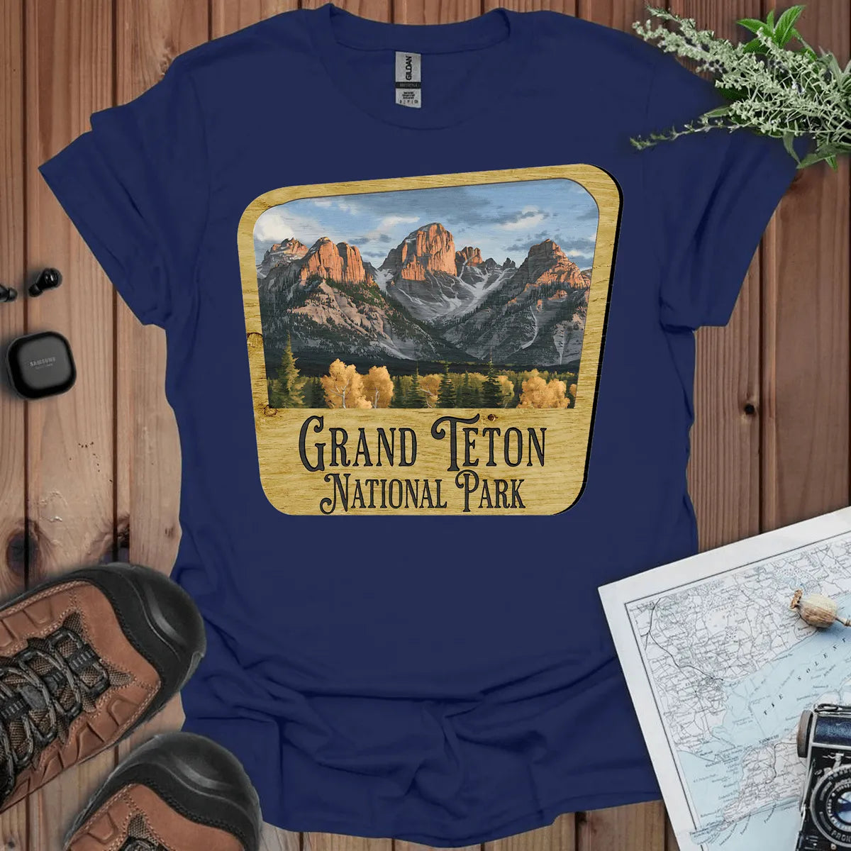 Grand Teton National Park T-Shirt Wood Sign