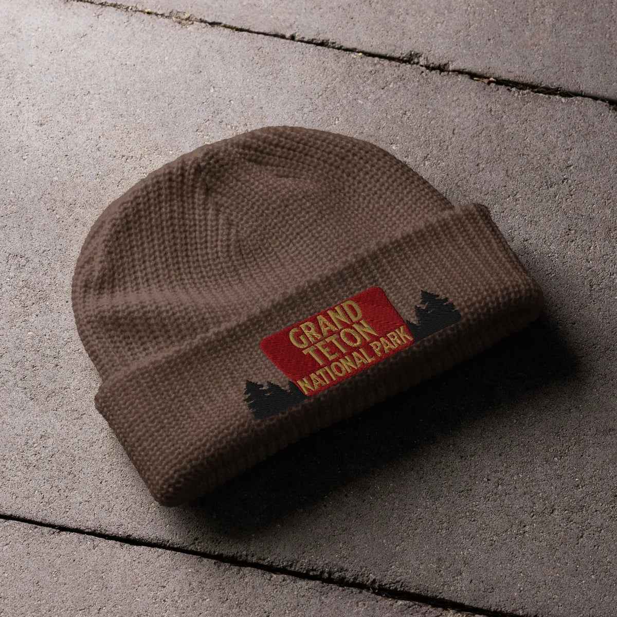 Grand Tetons National Park Embroidered Wharf Style Beanie