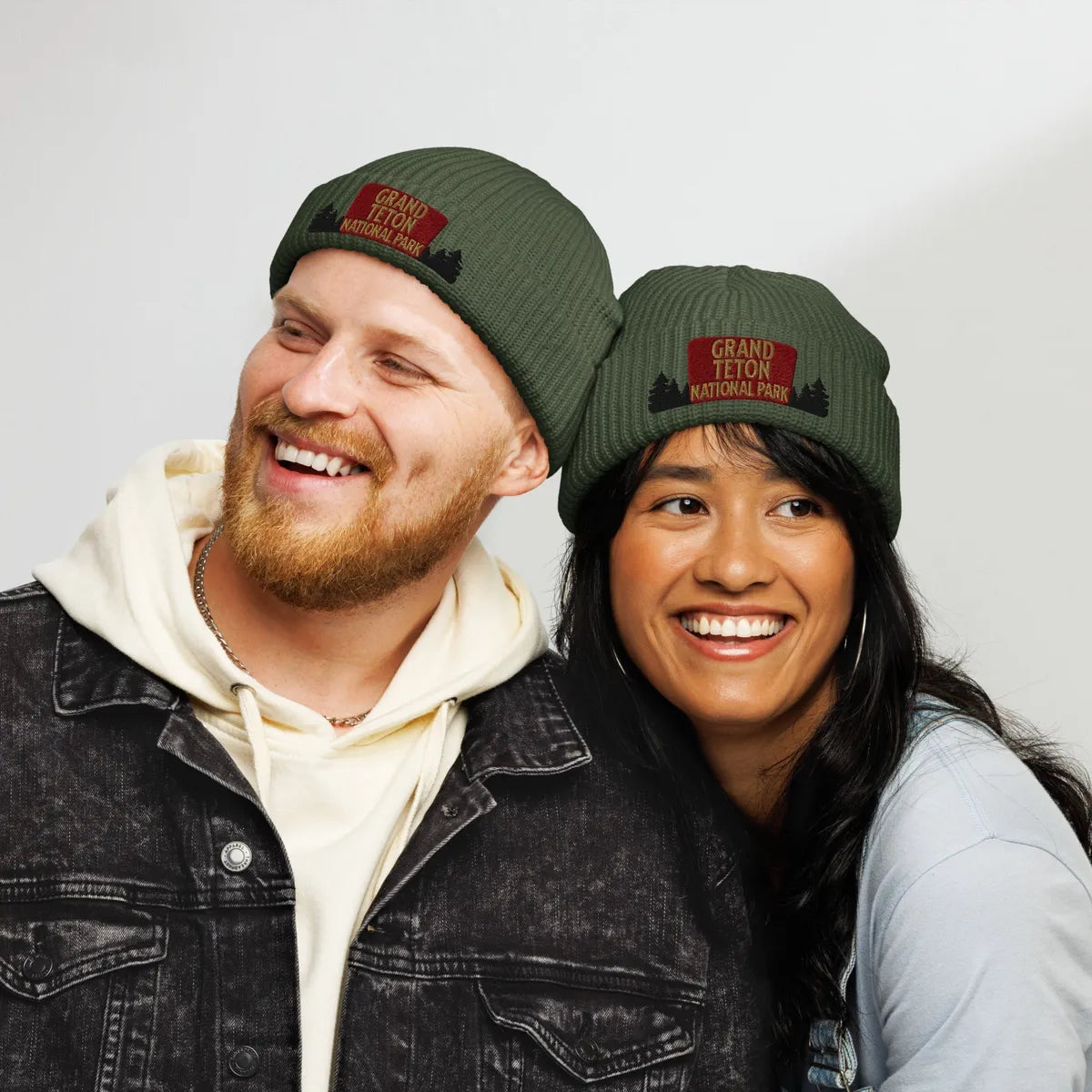 Grand Tetons National Park Embroidered Wharf Style Beanie