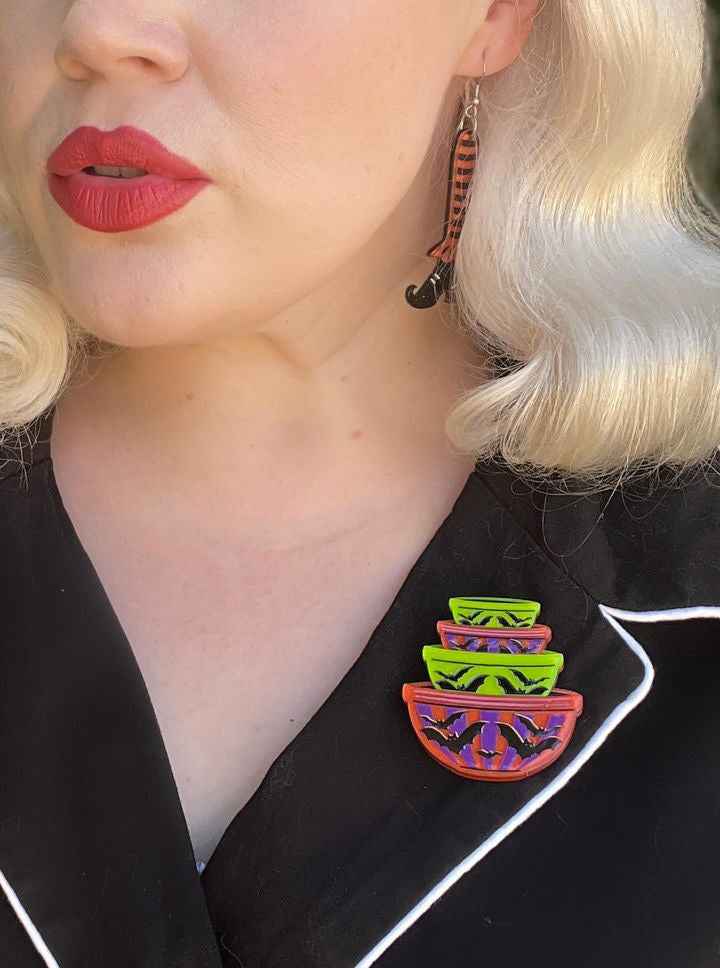 Menacing Mixers Halloween Bowls Brooch by Lipstick & Chrome