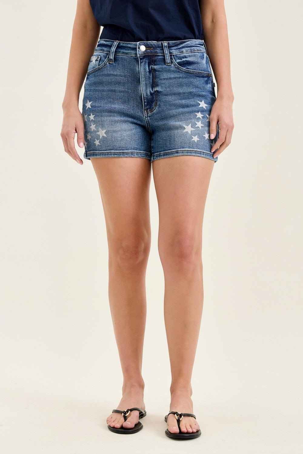 High Rise Slim Short with Star Splatter by Judy Blue