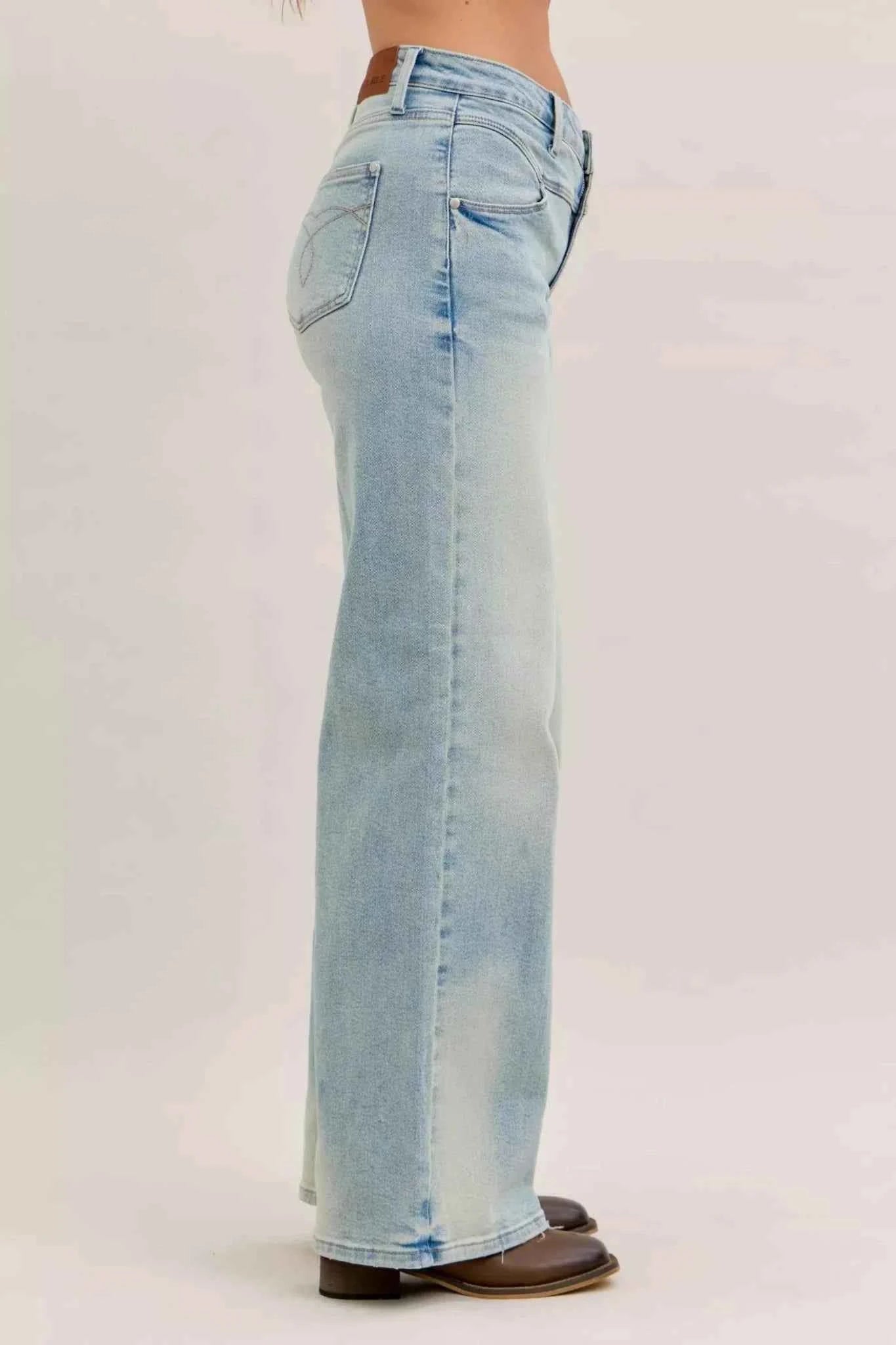 High Waist Column Straight Jeans