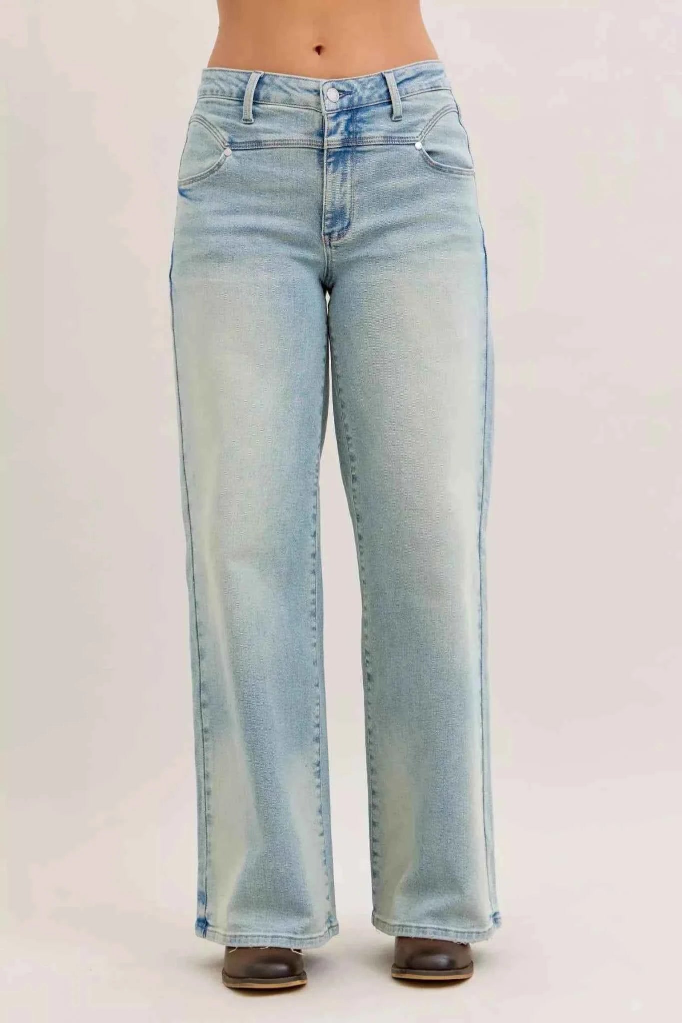 High Waist Column Straight Jeans