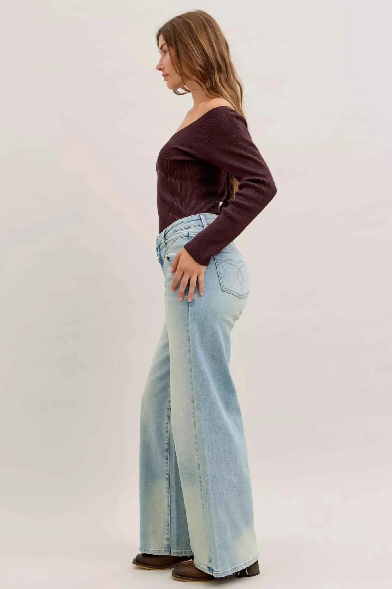 High Waist Column Straight Jeans
