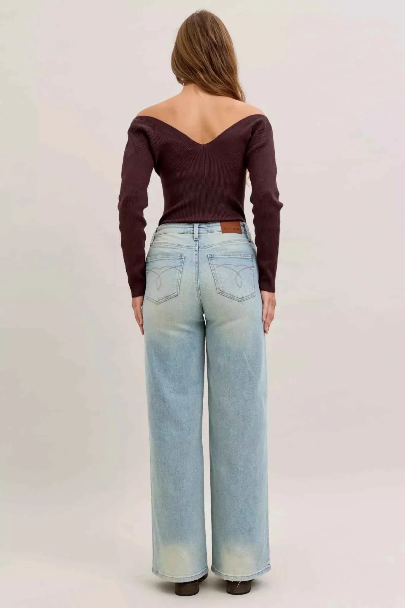 High Waist Column Straight Jeans