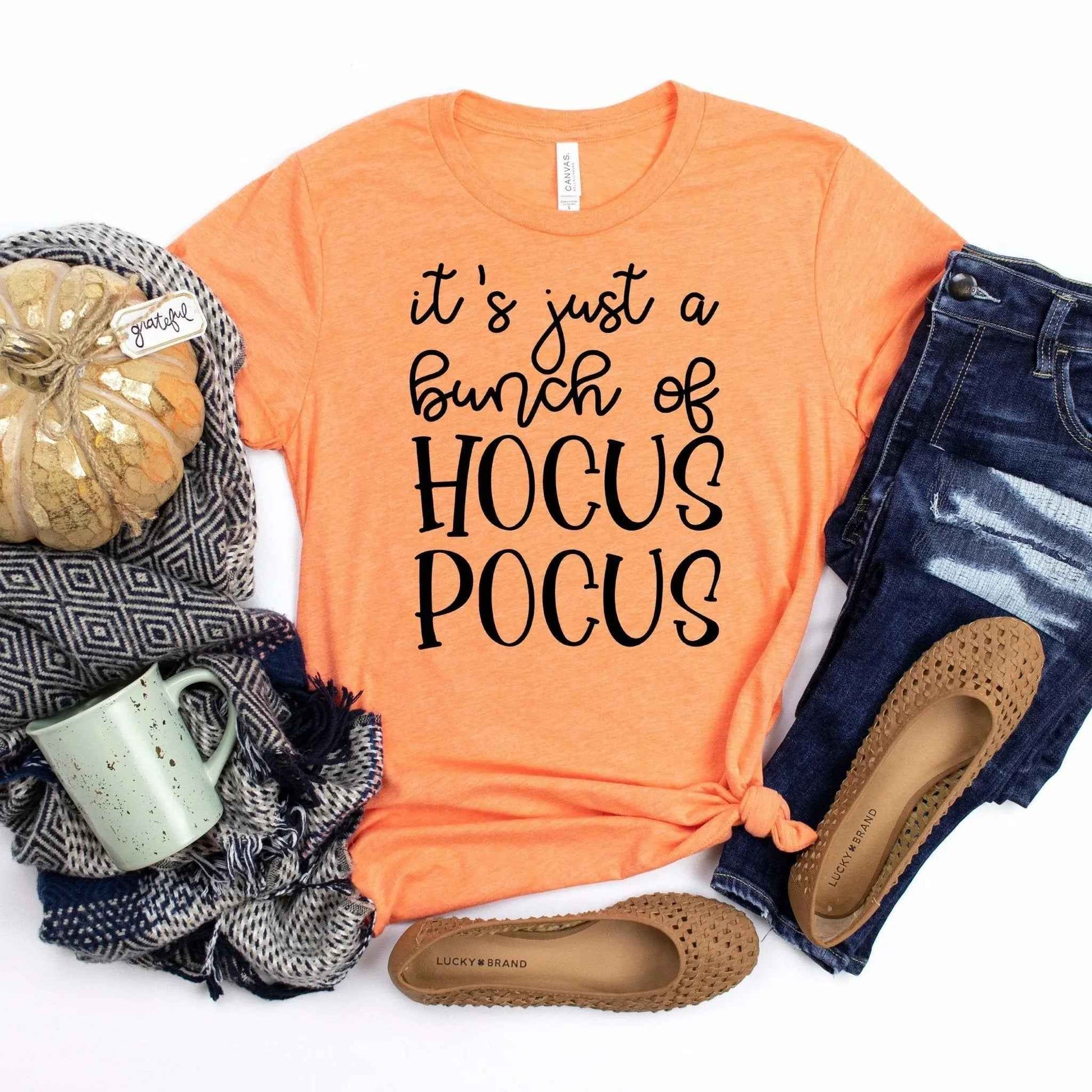 Hocus Pocus Tshirt, Short Sleeve It's Just a Bunch of Hocus Pocus Womens Shirt, Halloween Clothing
