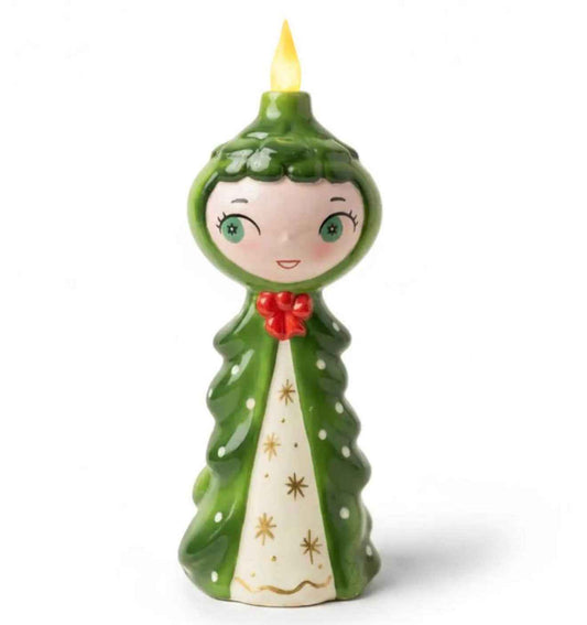 Tree Girl Candle-Lite | Mid Century Christmas Decor | Vintage Inspired Ceramic Holiday Figurine SHIPS AUGUST