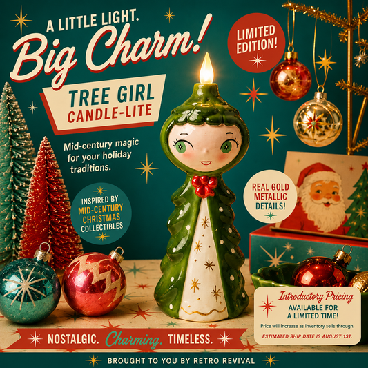 Tree Girl Candle-Lite | Mid Century Christmas Decor | Vintage Inspired Ceramic Holiday Figurine SHIPS AUGUST