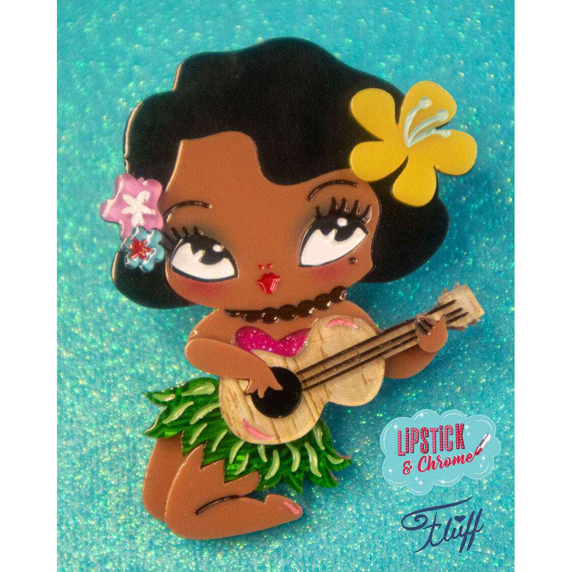 Hula Lula Tiki Girl Brooch by Miss Fluff x Lipstick & Chrome