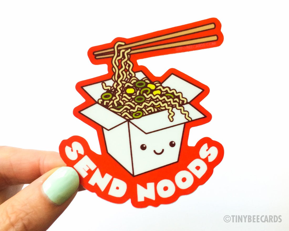 Funny Ramen Noodles Cheeky Rude Vinyl Sticker "Send Noods"
