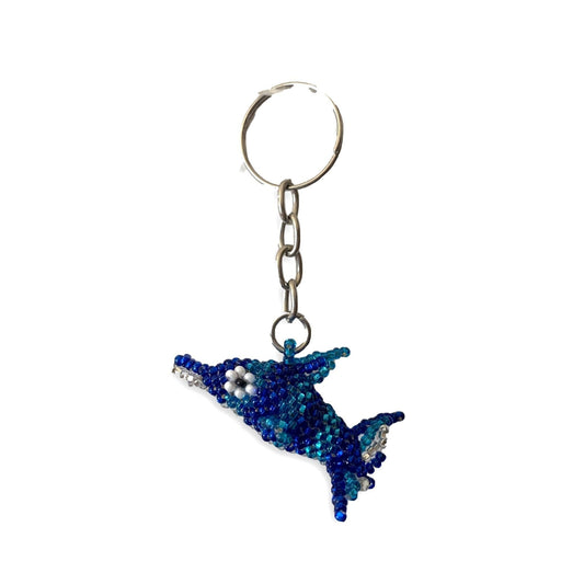 Dolphin Seed Bead Key Chain Zipper Pull -  Guatemala