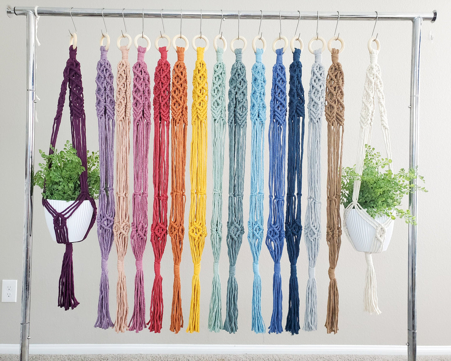 Handmade Macrame plant hangers Diamond style. Made to order.