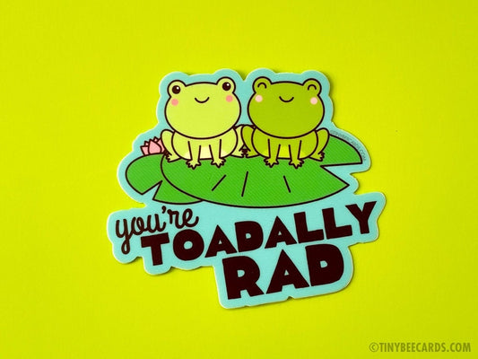 Funny Frog Vinyl Sticker "Toadally Rad"