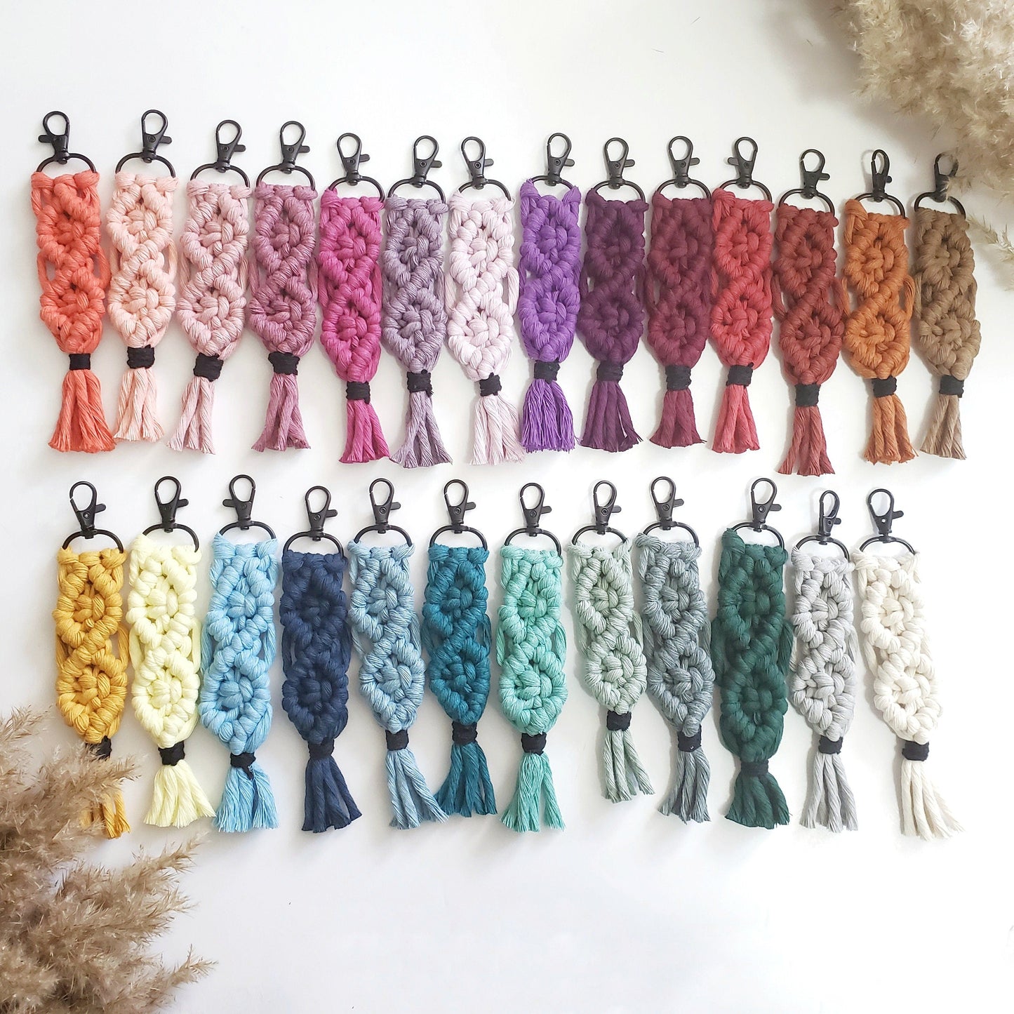 Best selling Macrame keychains. Custom Keychains for women. Colorful boho keyfobs.