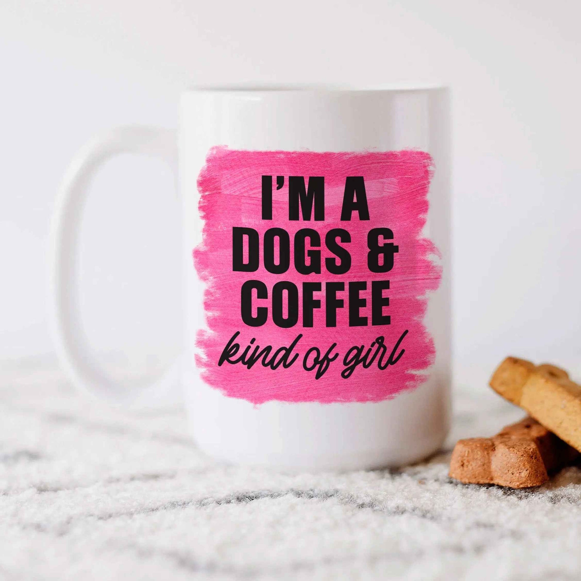 Dog Mom Coffee Mug, dog lover gift, dog owner gift, Pink Mug I'm a dogs & coffee kind of girl