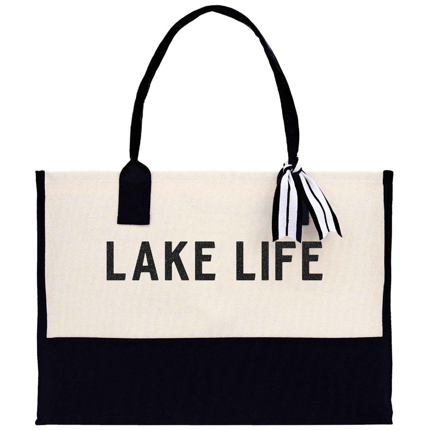 Lake Life Tote Bag - Large Chic Tote Bag - Gift for Her - Girls Weekend Tote - Weekender Bag - Weekend Tote - Boat Bag - Lake Life Gift