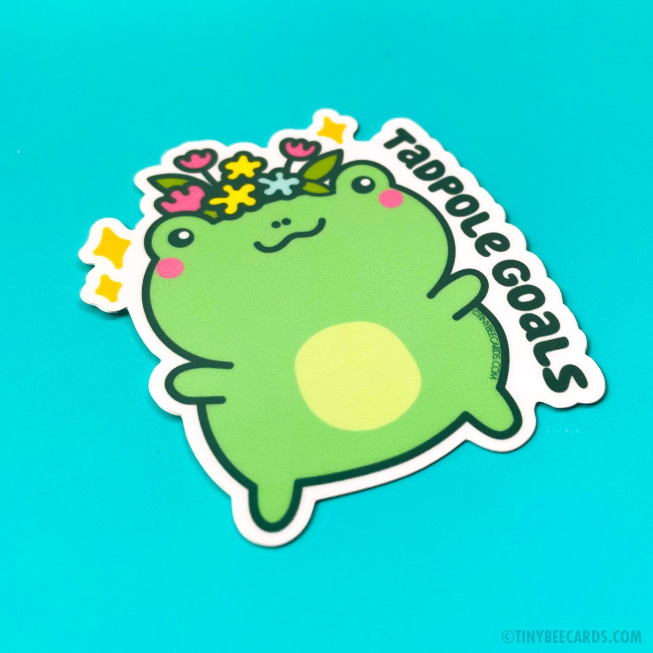 Floral Crown Frog Vinyl Sticker - Tadpole Goals