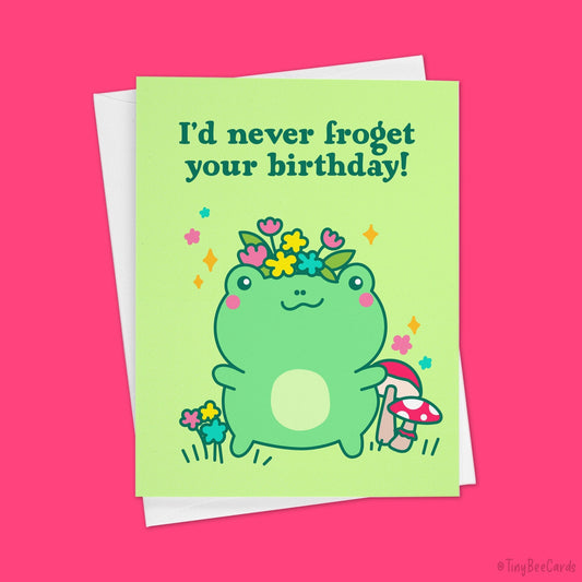 Frog Birthday Card "Never Froget Your Birthday"