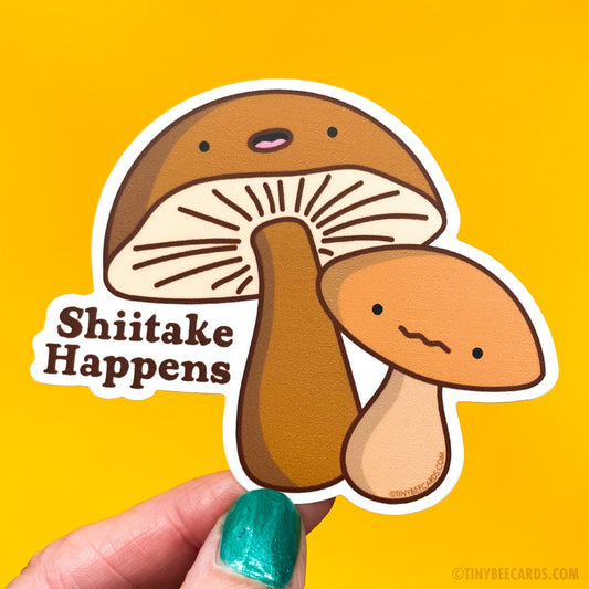 Mushroom Vinyl Sticker - Shiitake Happens